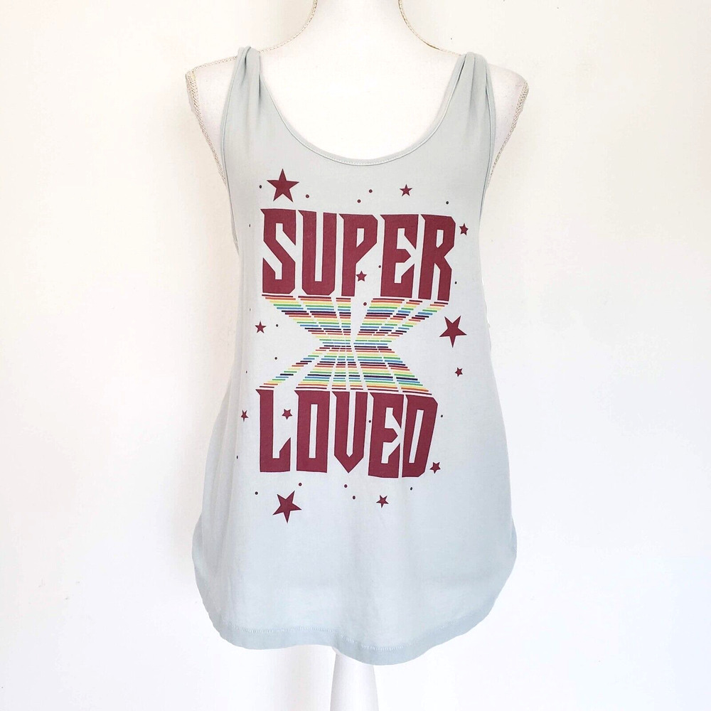 Current Elliott SIZE 1 / Small SUPER LOVED Twisted Tank Top Light Blue Rainbow